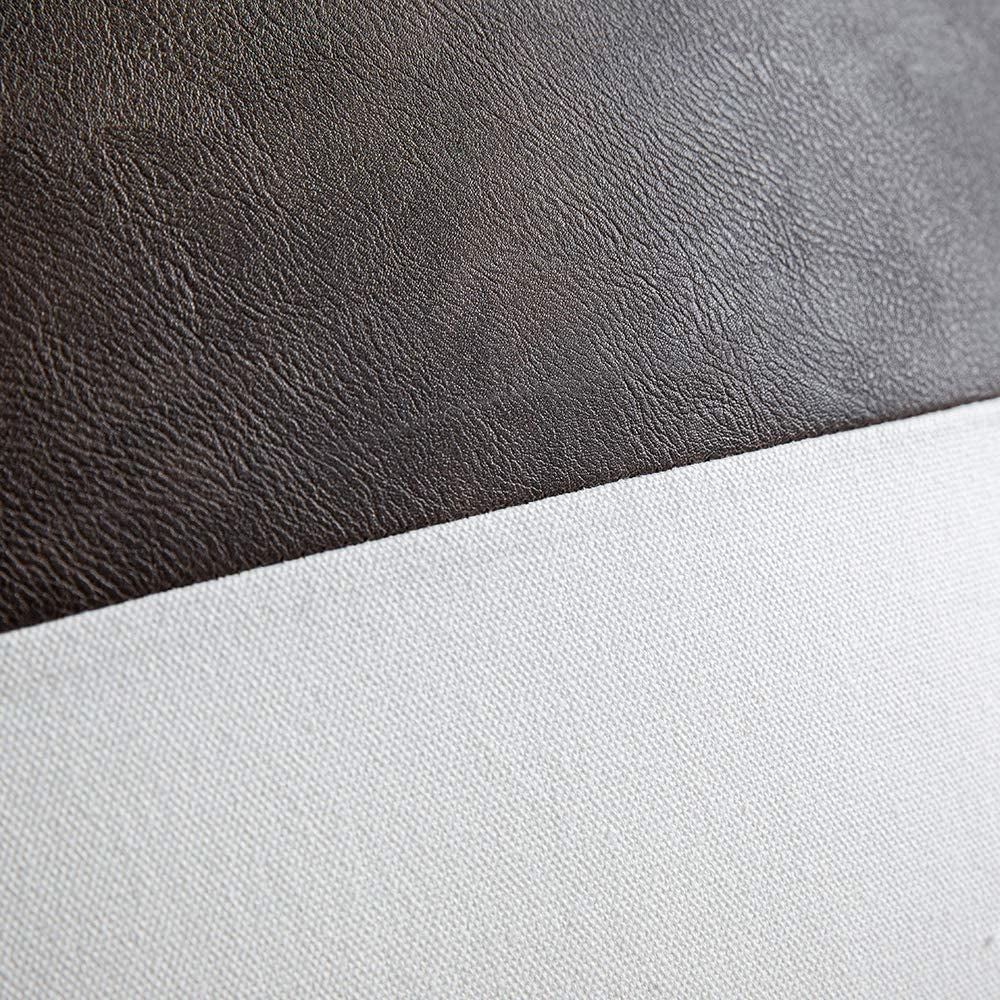 Leather Throw Pillow Covers, Set of 2 Modern Leather/Cotton Decorative Pillowcases for Home Decor Bedroom Living Room Couch Bed Sofa, 20X20 Inch, Dark-Brown and White