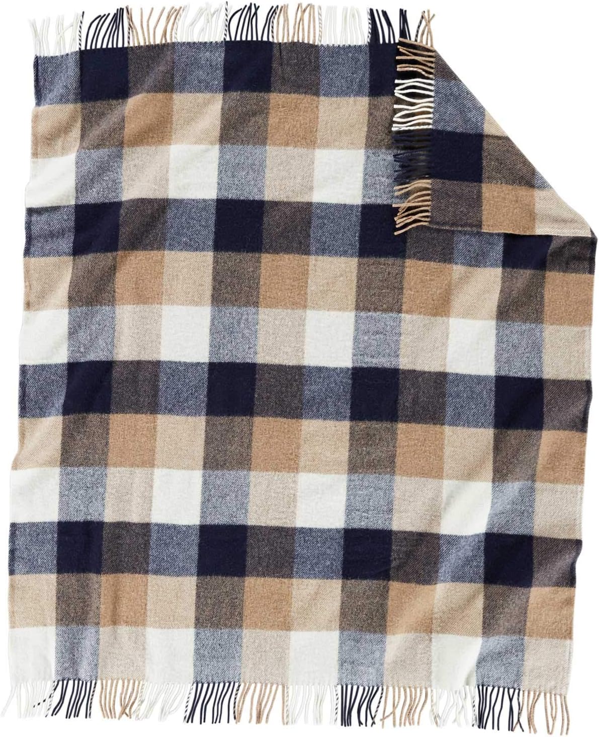 Pendleton Ecowise Easy Care Throw with Fringe Navy/Camel