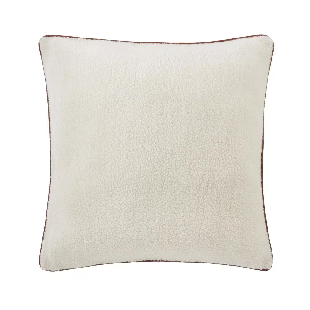 Cream Sherpa 18 In. X 18 In. Square Decorative Throw Pillow