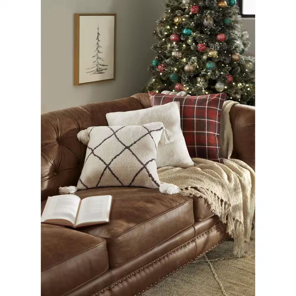 Cream Sherpa 18 In. X 18 In. Square Decorative Throw Pillow