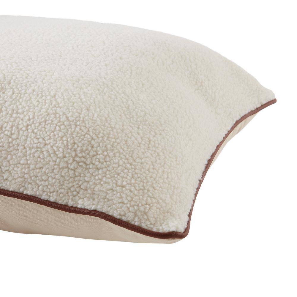 Cream Sherpa 18 In. X 18 In. Square Decorative Throw Pillow