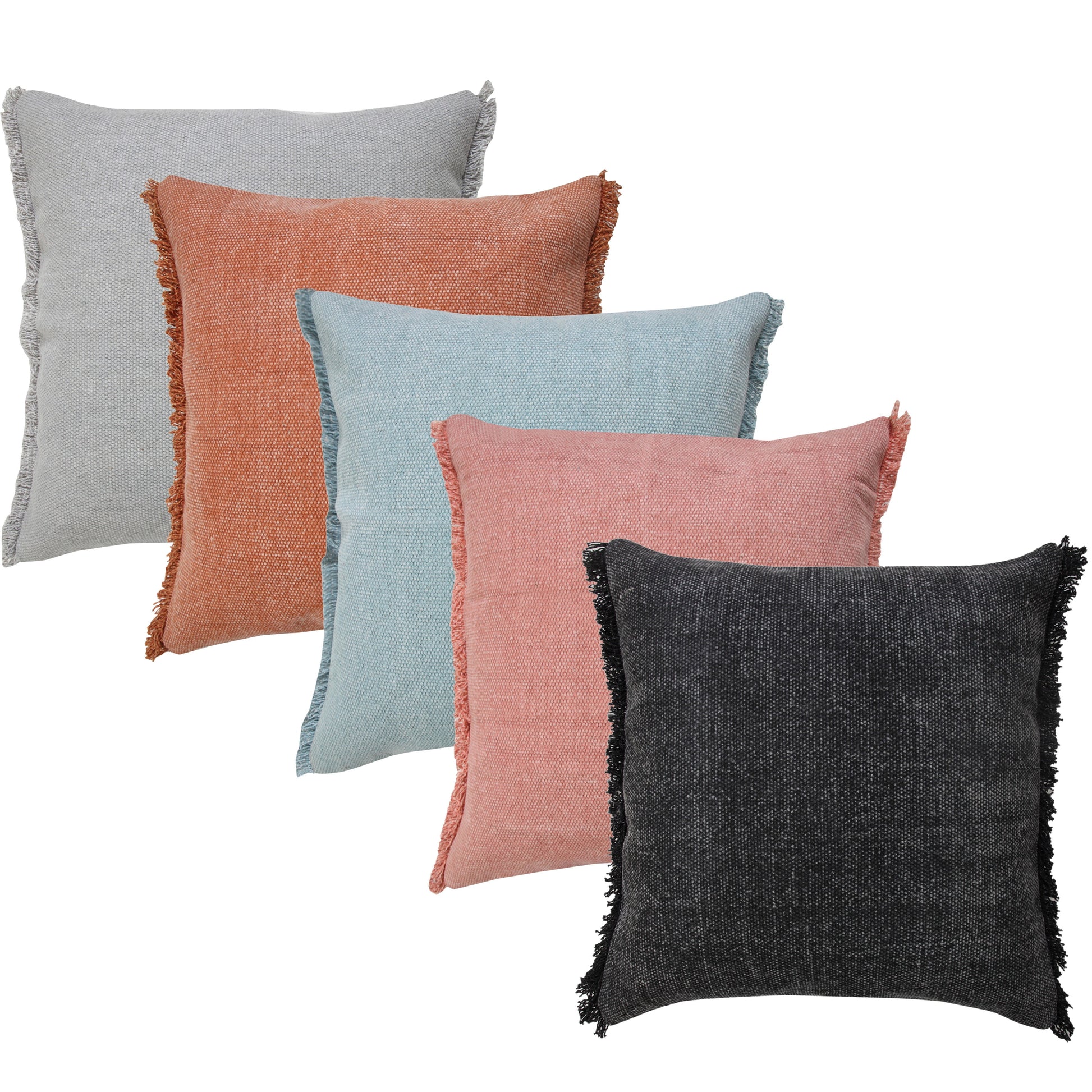 Indoor Solid Fringe Stonewash Throw Pillow, Adobe Brown Clay, 20" X 20"