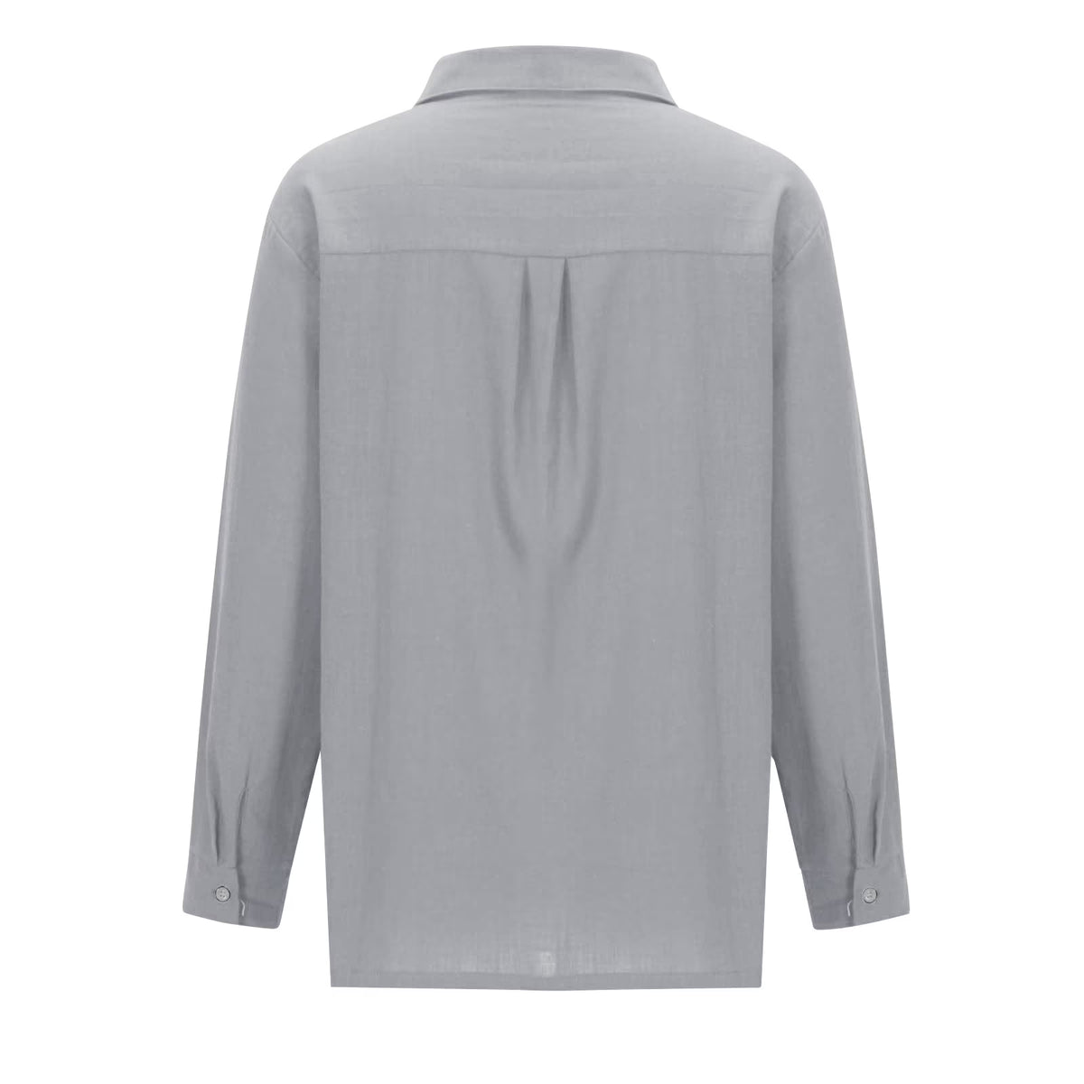 Oversized Linen-Look Button Shirt — Gray