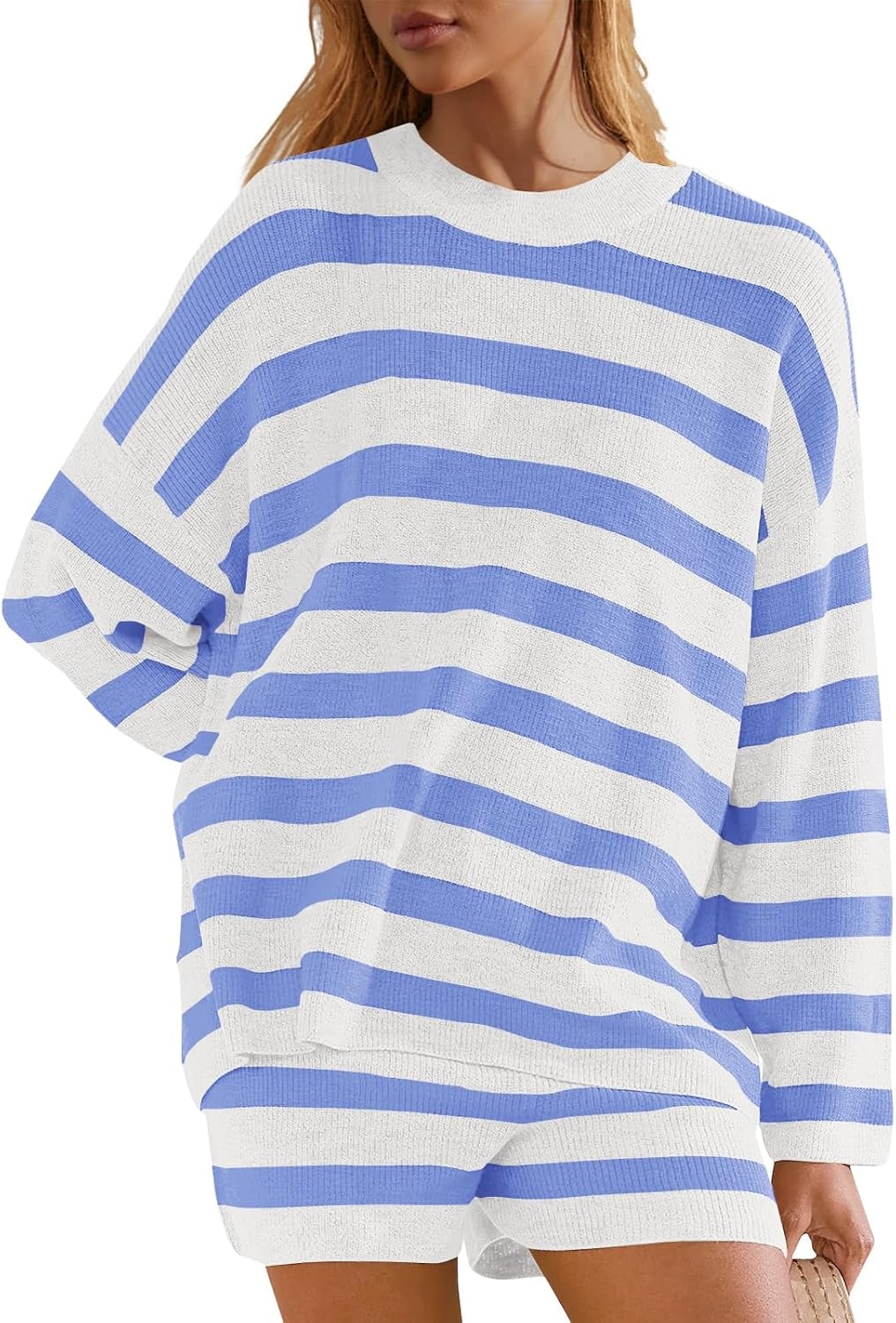 Womens Striped Lounge Set 2 Piece Pajama Sets