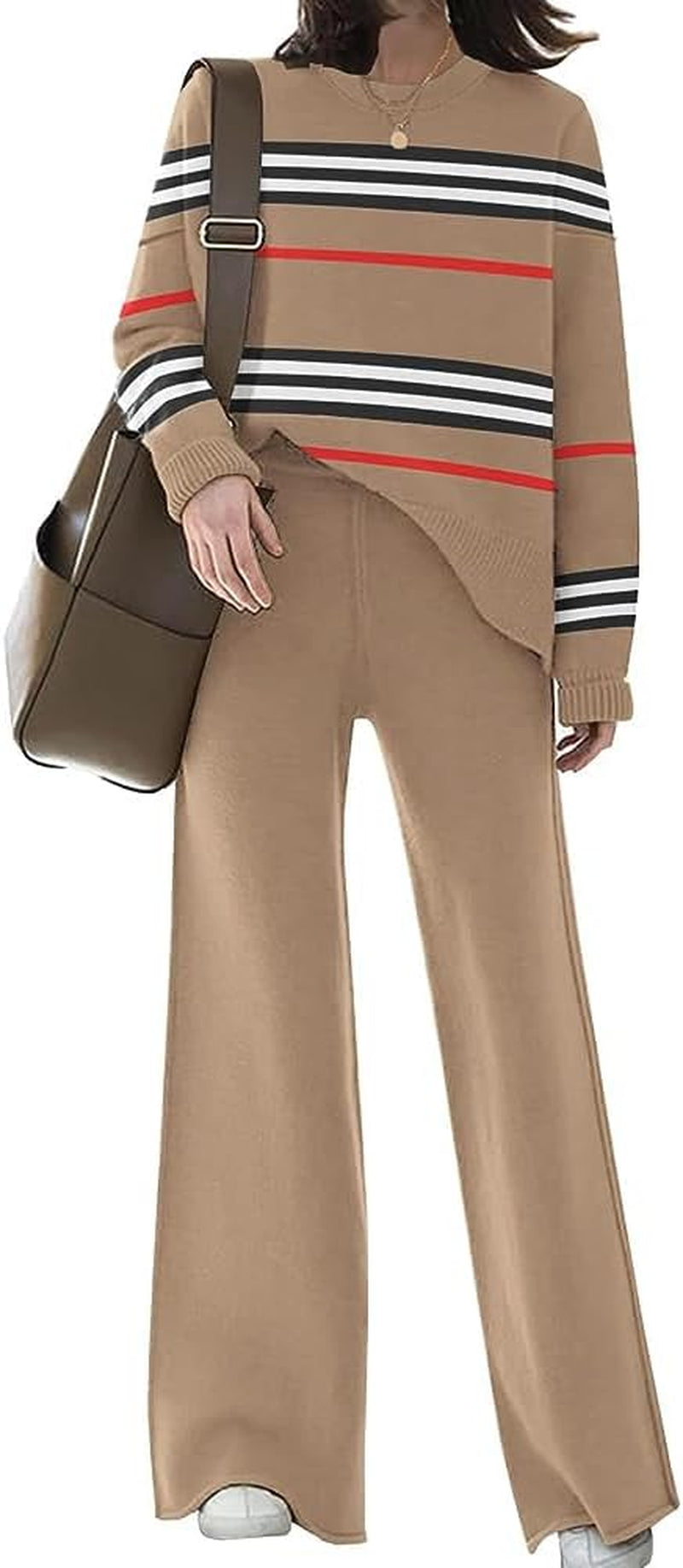 Womens Elegant Lounge Sets Knitted Sweater Set 2 Piece Outfits Loungewear