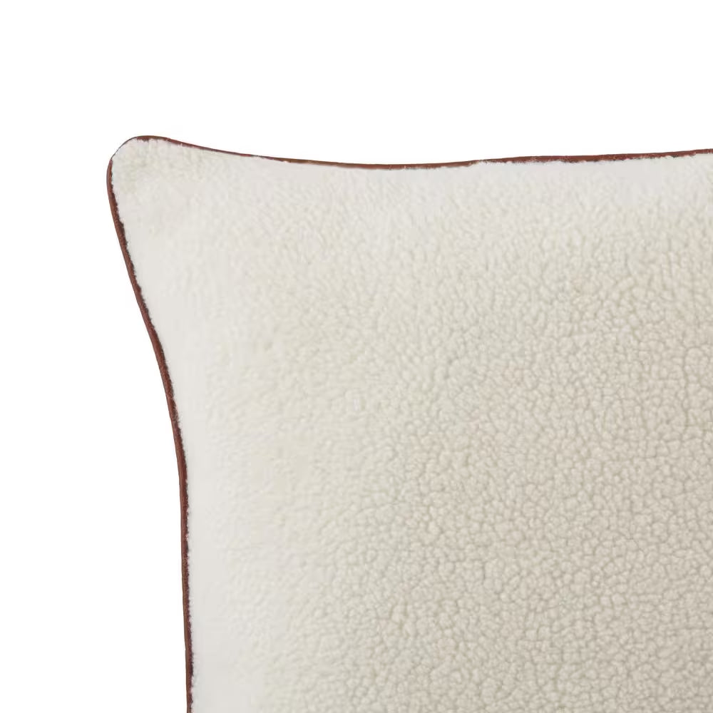 Cream Sherpa 18 In. X 18 In. Square Decorative Throw Pillow