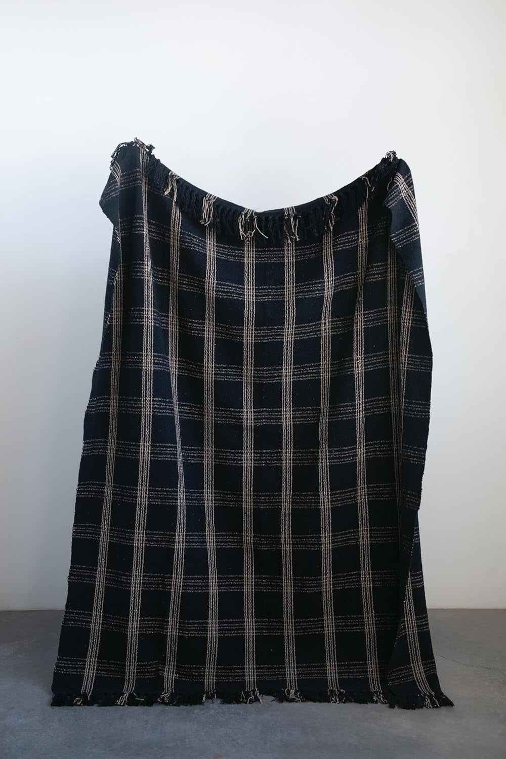 Plaid Black & Tan Throw -60x50