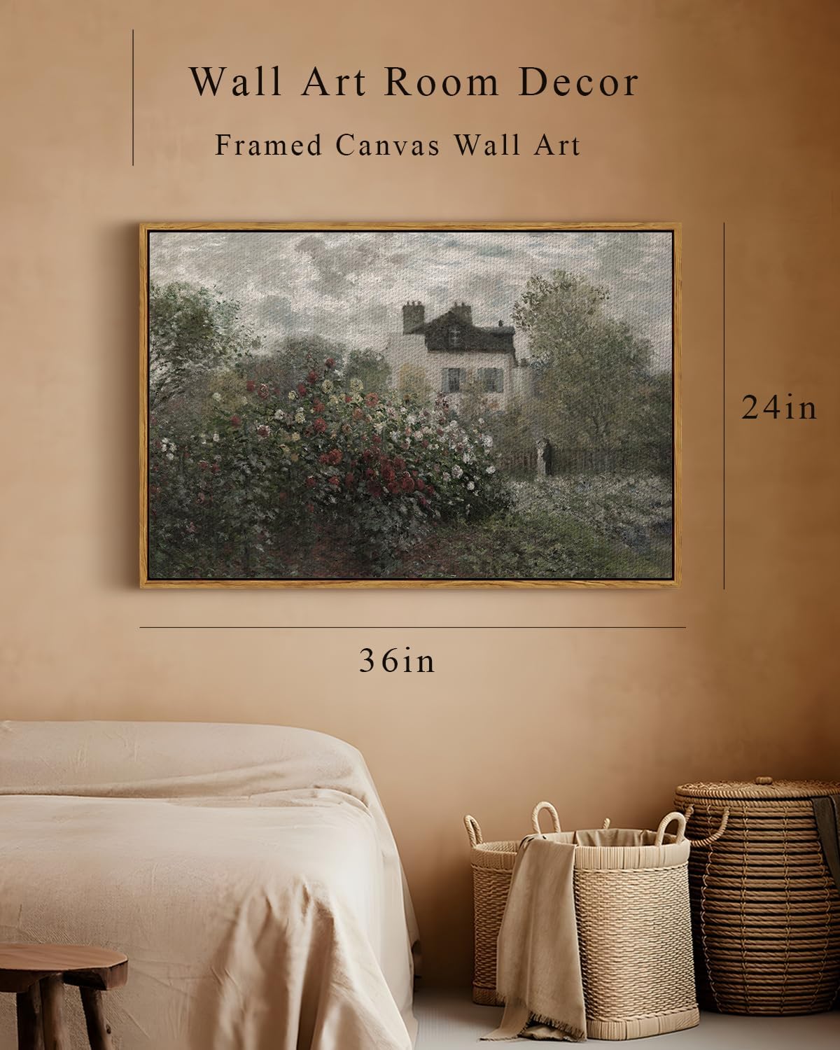 English Cottage Framed Canvas Wall Art Large 24X36Inch