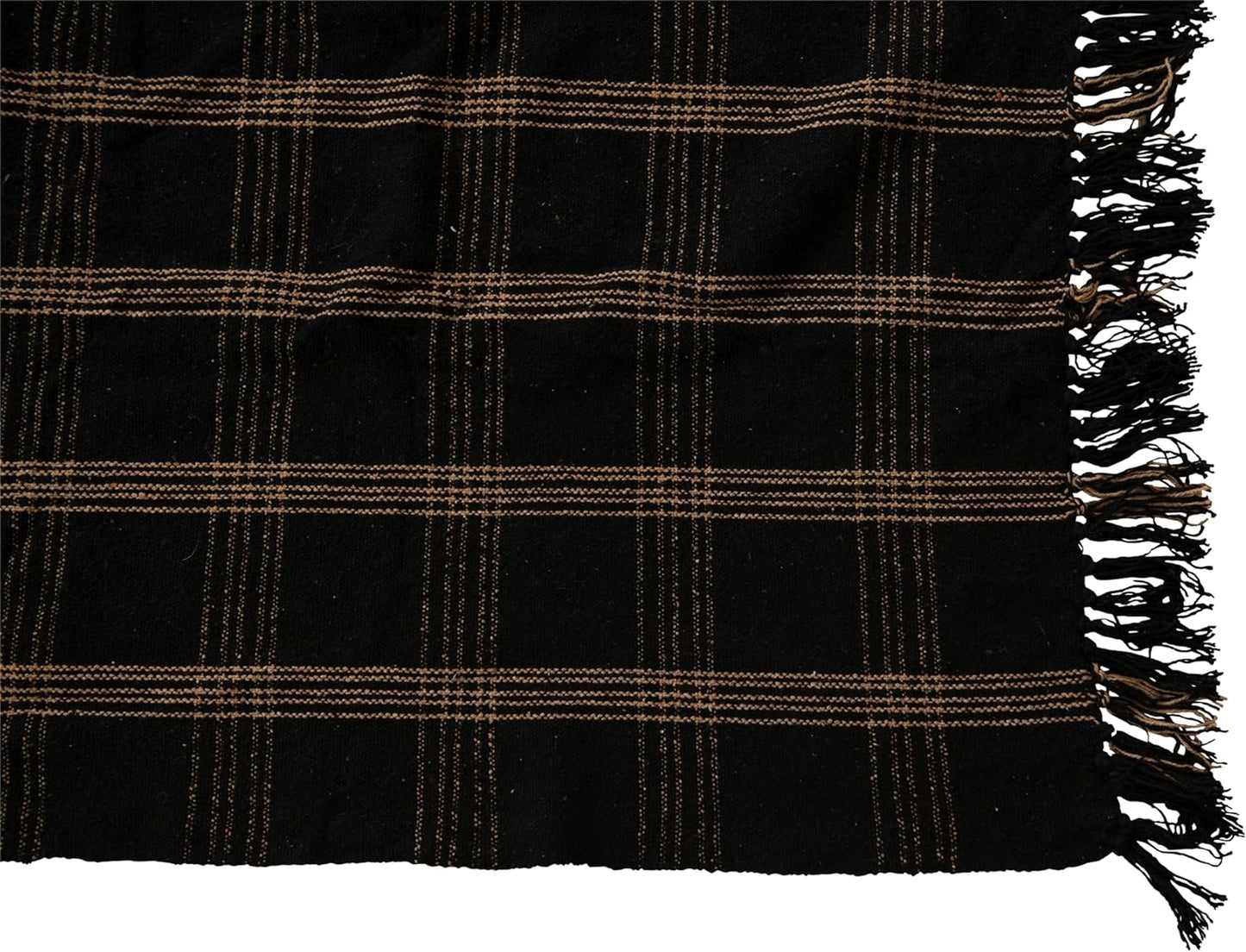 Plaid Black & Tan Throw -60x50