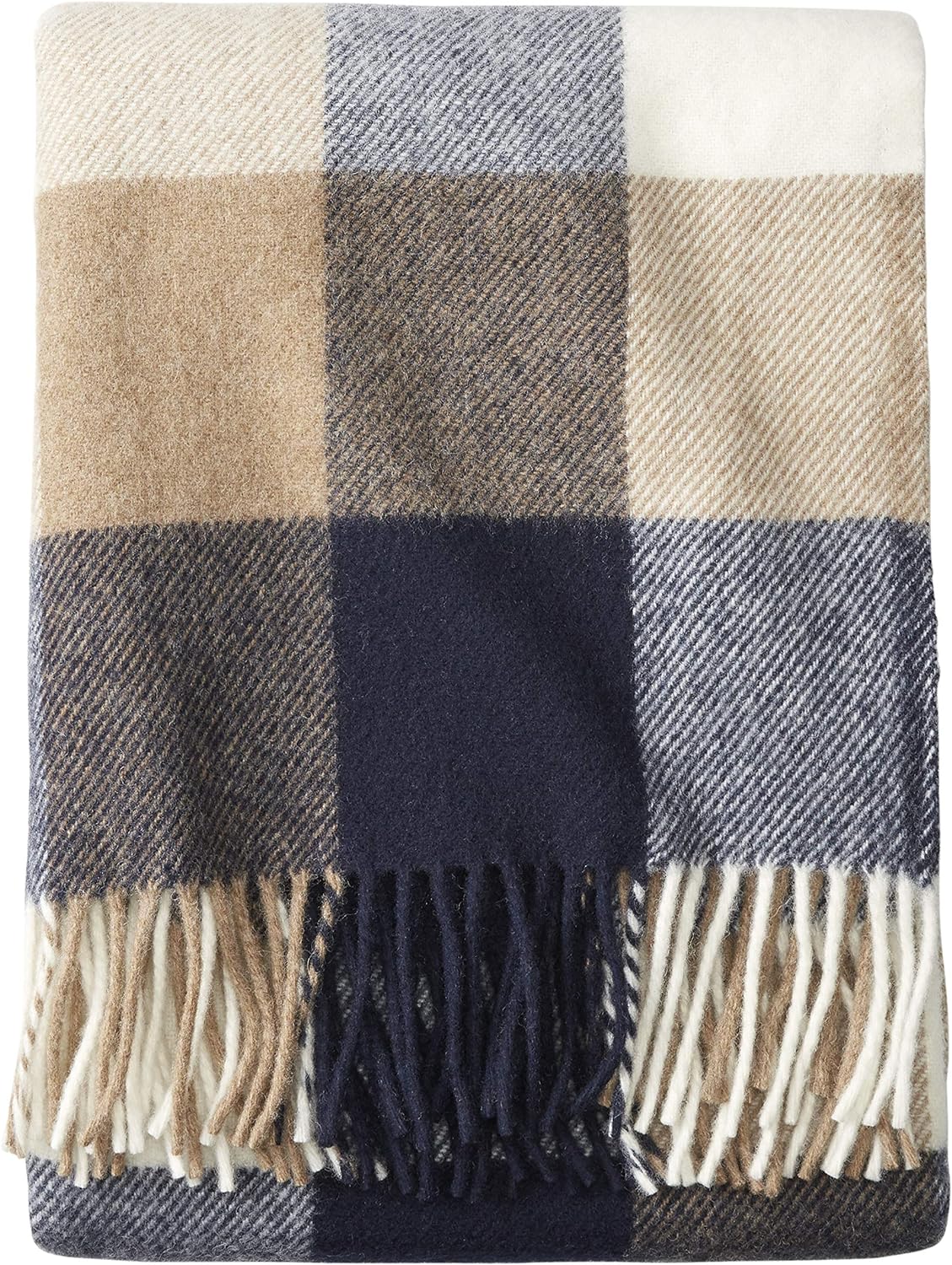 Pendleton Ecowise Easy Care Throw with Fringe Navy/Camel