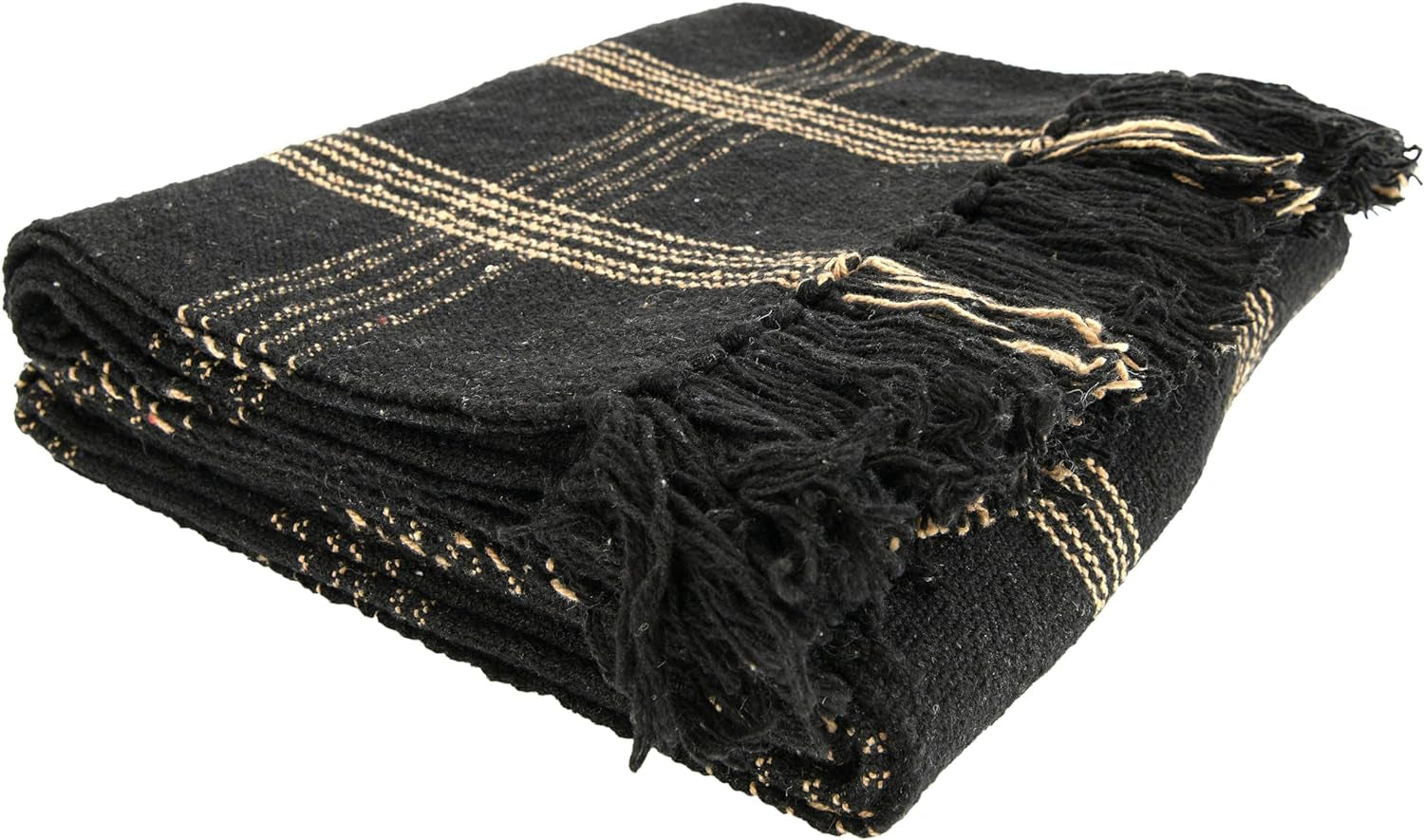 Plaid Black & Tan Throw -60x50