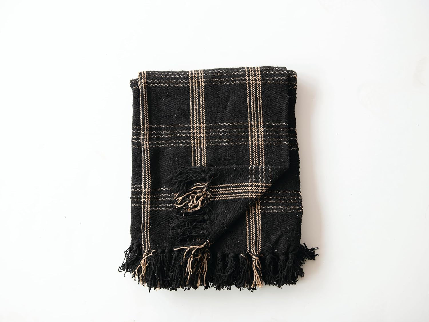 Plaid Black & Tan Throw -60x50