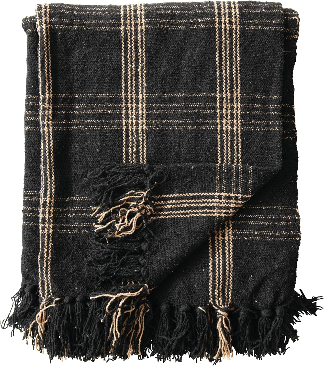 Plaid Black & Tan Throw -60x50
