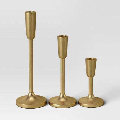 Gold Aluminum Taper Holders  Set of 3