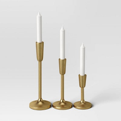 Gold Aluminum Taper Holders  Set of 3
