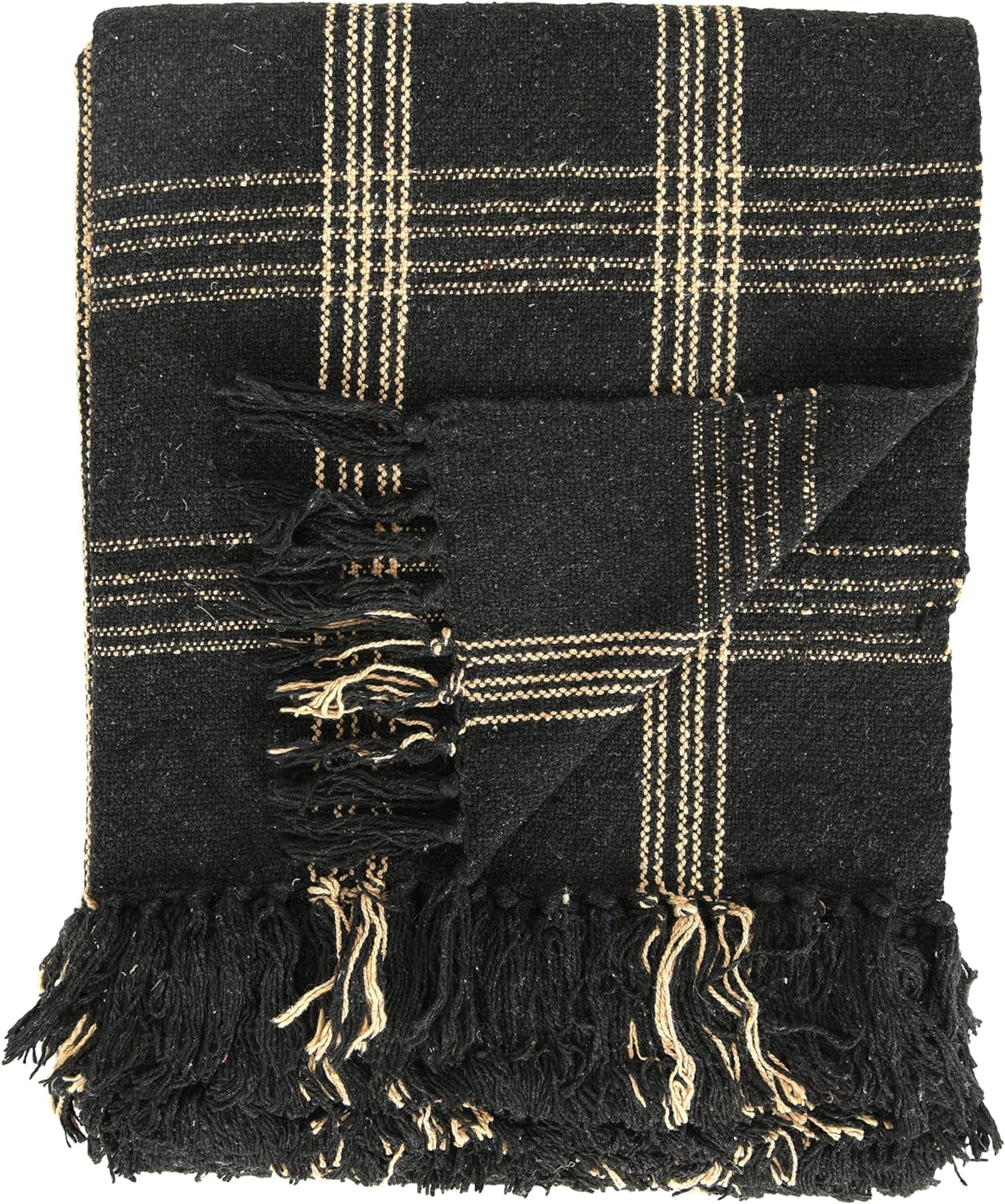 Plaid Black & Tan Throw -60x50
