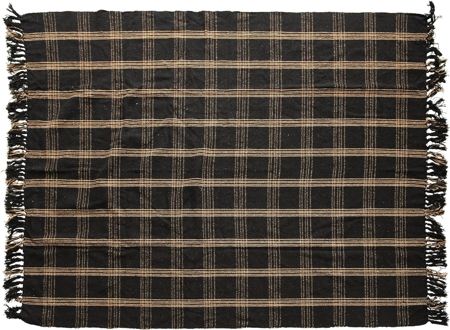 Plaid Black & Tan Throw -60x50