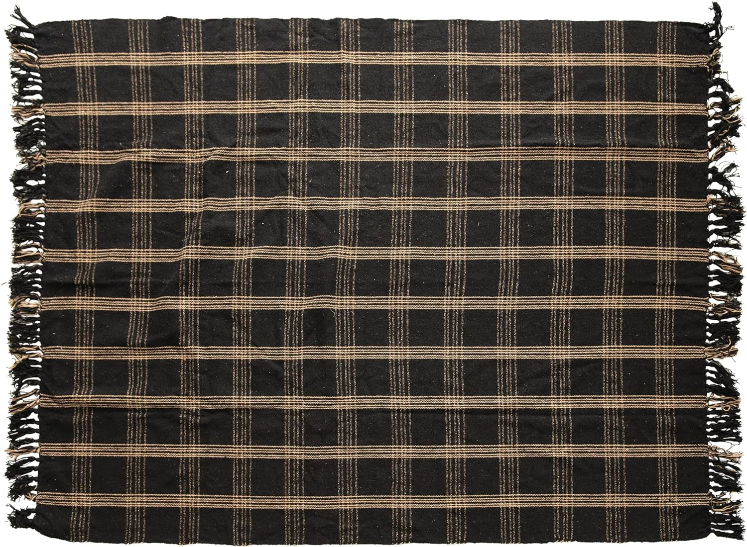 Plaid Black & Tan Throw -60x50