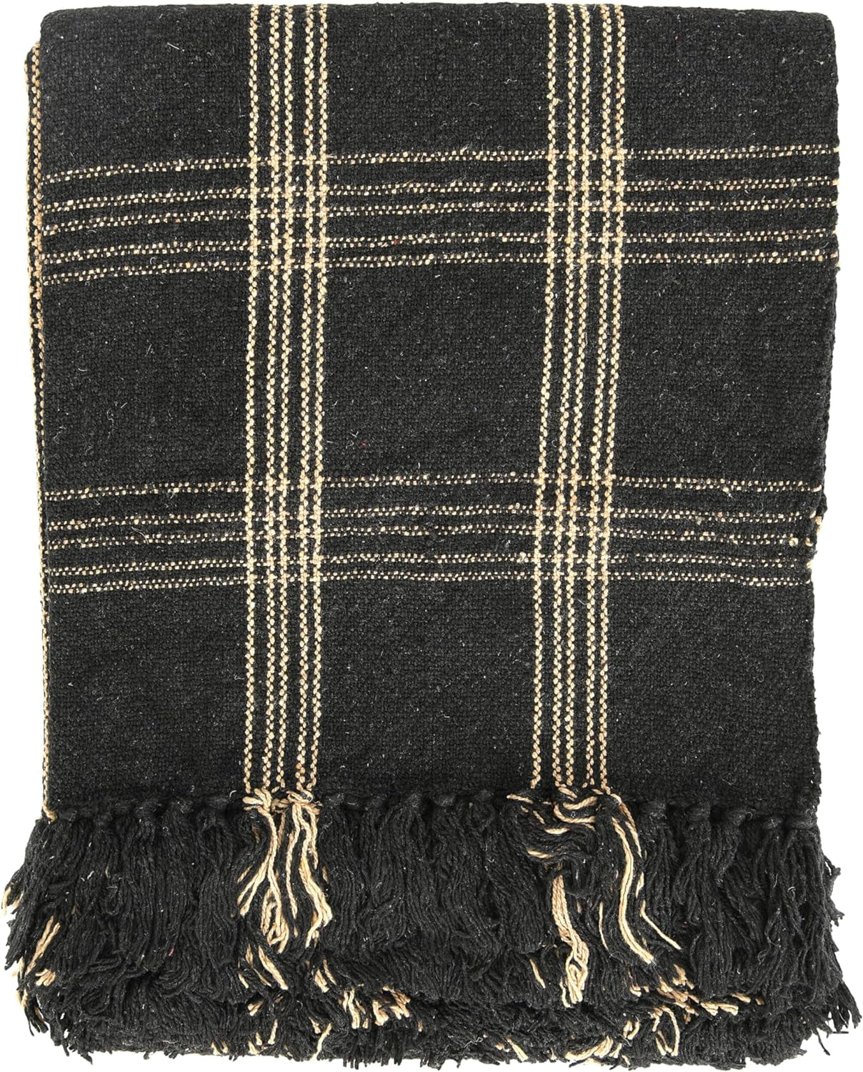 Plaid Black & Tan Throw -60x50