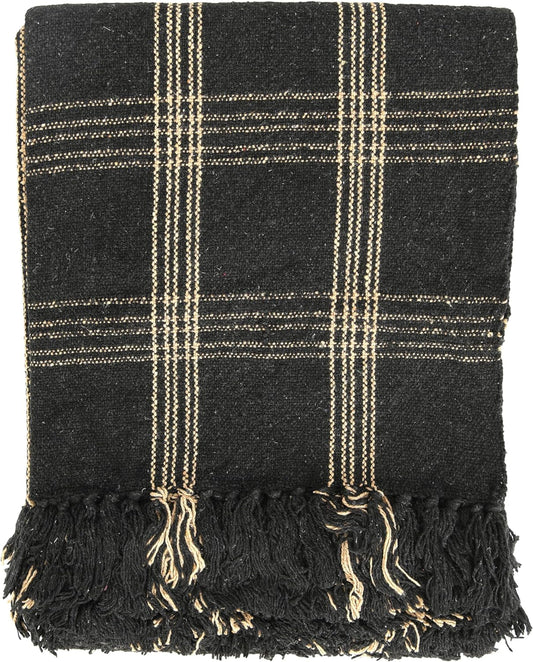 Plaid Black & Tan Throw -60x50